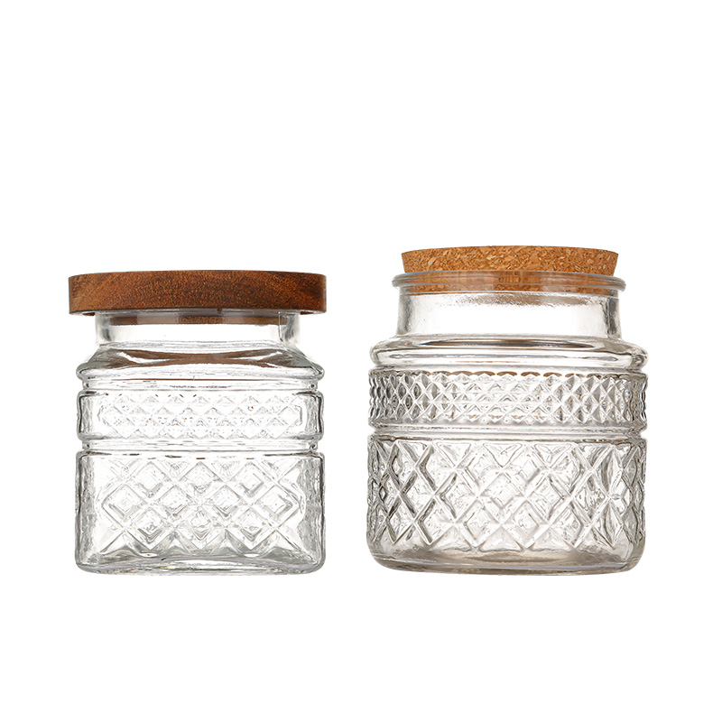 600ml 1300ml 2000ml Embossed Storage Jars
