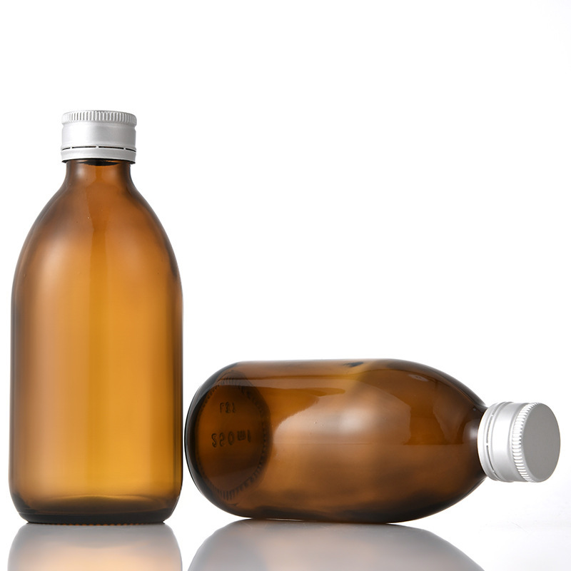 30ml 60ml 100ml 125ml 150ml  200ml  250ml 300ml 500ml Cylindrical glass Tea-colored Syrup Bottles